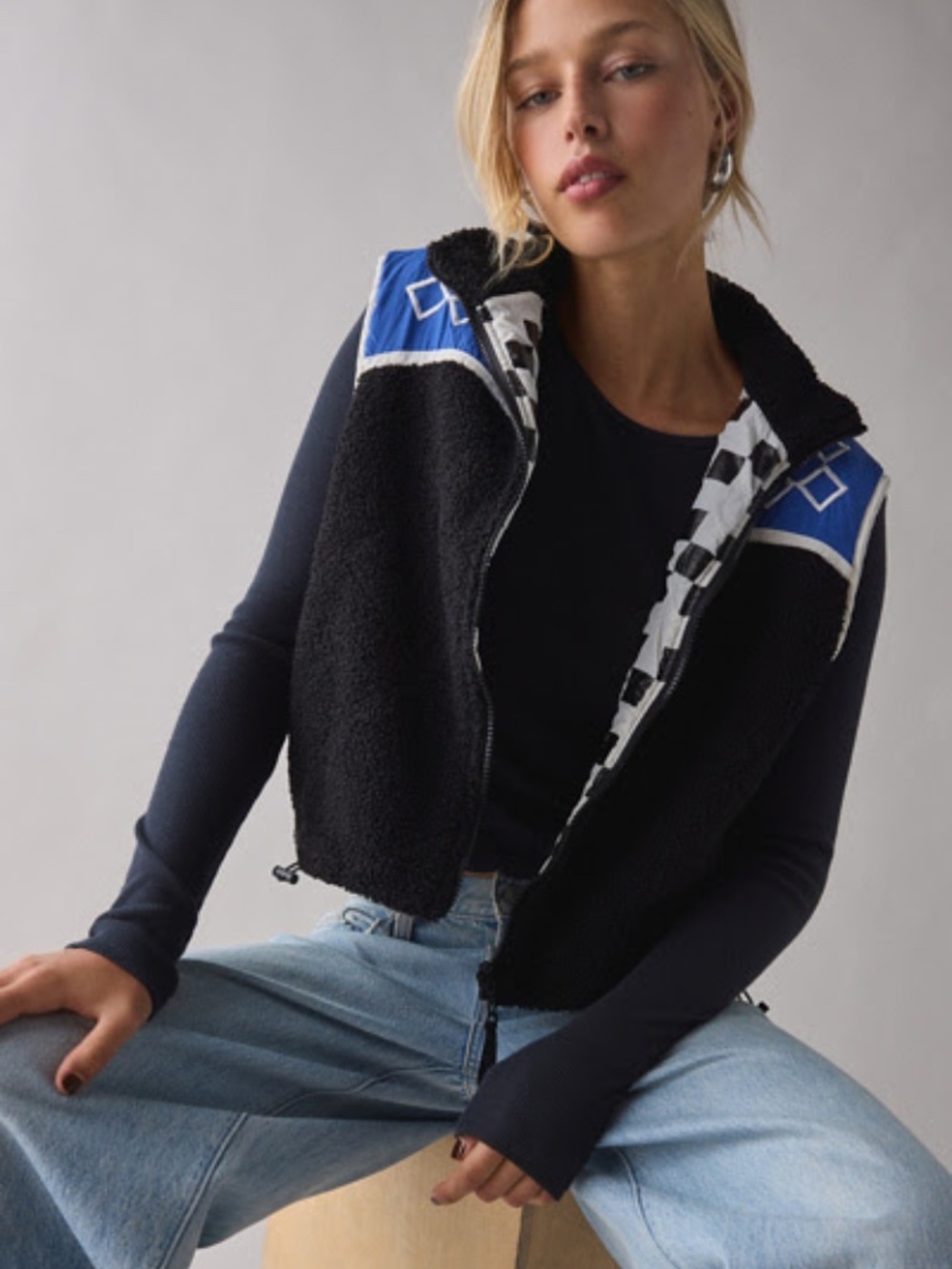 Urban Outfitters Pastiche Montana Reversible Piled Fleece Vest